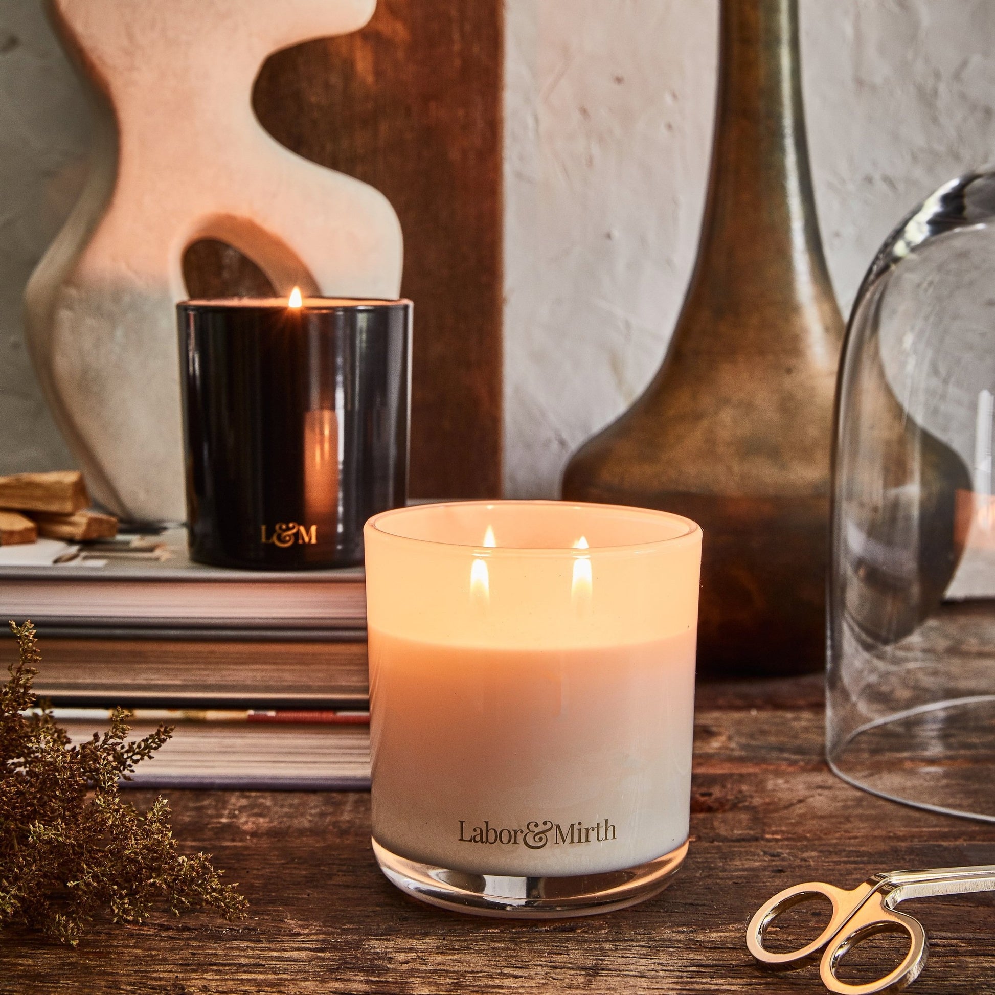 l and m white candle
